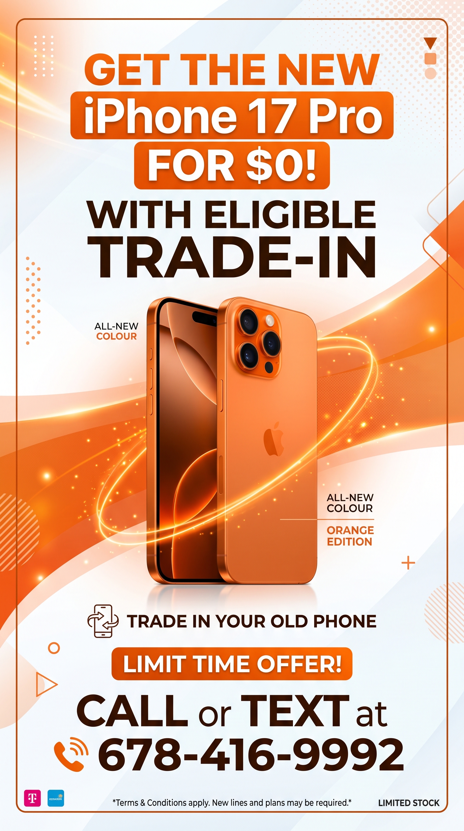 iPhone 17 Pro Orange Edition — $0 with eligible trade-in